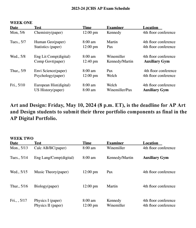 AP 2324 Schedule